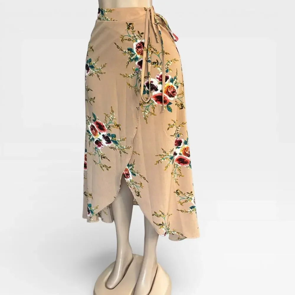 Floral Printed Tied Waist Skirt